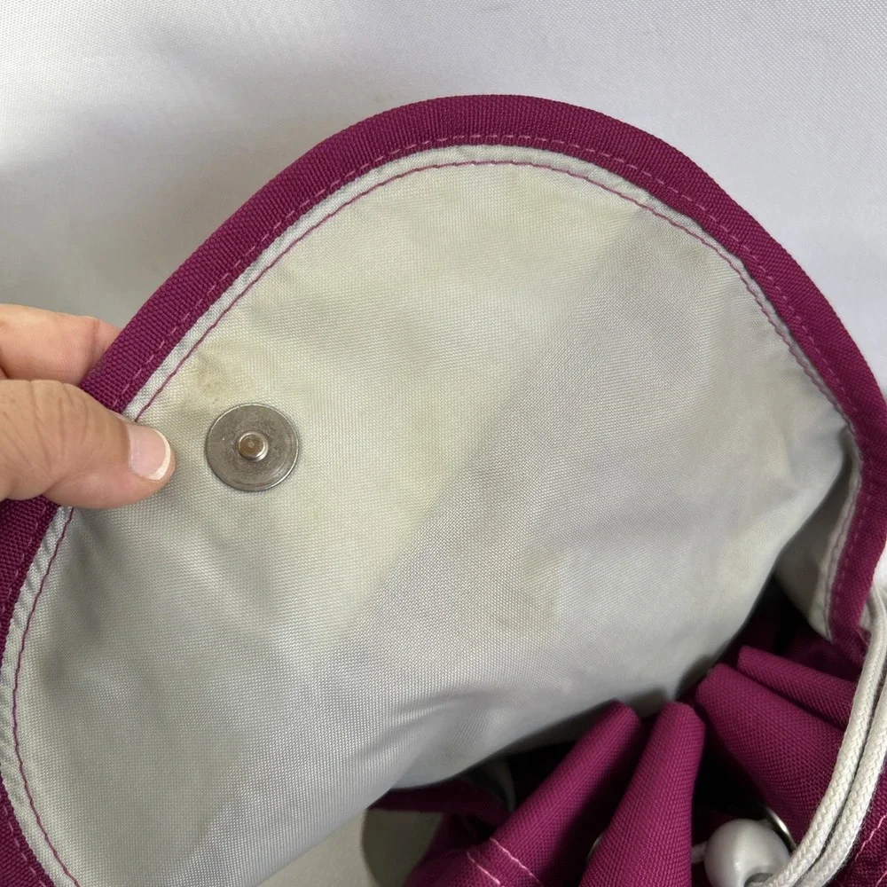 Vintage 90's Nike Small Backpack Fabric Drawstring Swoosh Logo Pink Purple
